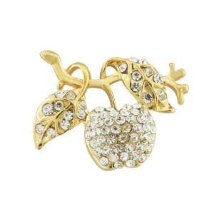  Gold Tone Rhinestone Apple Branch Brooches Pin Pugster Jewelry