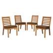   ® Brooks Island 4 Piece Wood Patio Armless Dining Chair Set   Walnut