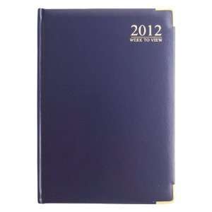   2012 A5 Week to View Diary Padded Gilt Corner   Blue