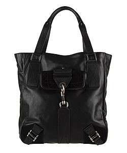  TAG CHRISTIAN DIOR Black Leather Tote Shopping Shoulder Bag Handbag 