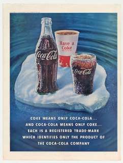 1960 Coke Means Only Coca Cola Bottle Glass Paper Cup Ad  