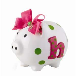  Mud Pie Baby Girl Pink Initial Ceramic Piggy Bank, Letter M Baby
