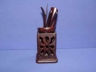 Chinese wood cha dao scoop set with container  