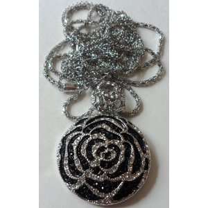  Chanel Classic Flower filled with Crystals Necklace & Earrings 