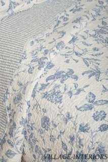 SALE! BRIGHTON FRENCH COUNTRY BLUE & WHITE TOILE F/QUEEN QUILT : 100% 