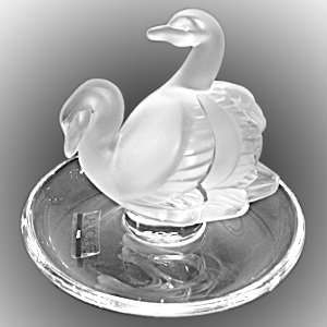  LALIQUE Crystal Two Swans Ring Tray