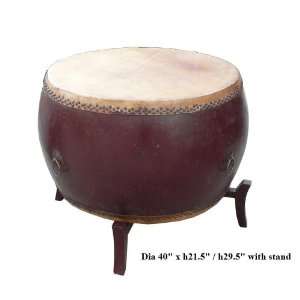  Chinese Brown Lacquer Drum Shape Table As2890