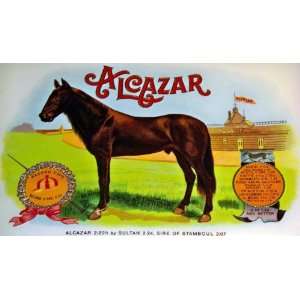   Horse Alcazar Embossed Inner Cigar Label, 1920s 
