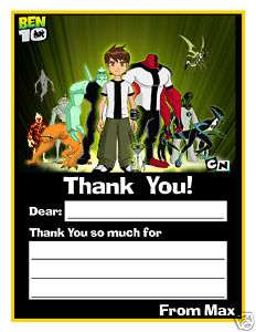 Set of 10 Ben 10 Personalized Thank You Cards  