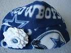 Dallas Cowboys Fleece Hat  Felt Flower  Sizes Newborn baby, girls 