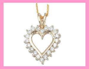 14K Yellow Gold Diamond Heart Necklace  