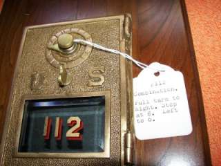 old brass mailbox door mounted on wooden plaque #112  