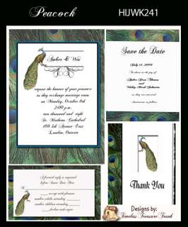Peacock Wedding Invitation Kit on CD  