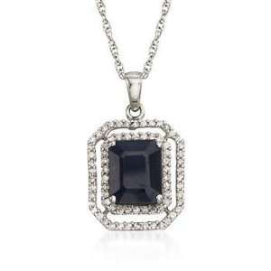   90ct Sapphire, .40ct t.w. Diamond Drop Necklace In Gold. 18 Jewelry