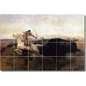  Charles Russell Indians Wall Tile Mural 27  32x48 using 