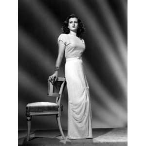 Joan Bennett, Portrait Wearing a Formal Gown Designed by Hattie 
