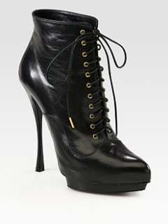Alexander McQueen   Leather Lace Up Platform Ankle Boots