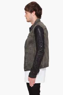 Rick Owens Drkshdw Leather Sleeve Worker Jacket for men  