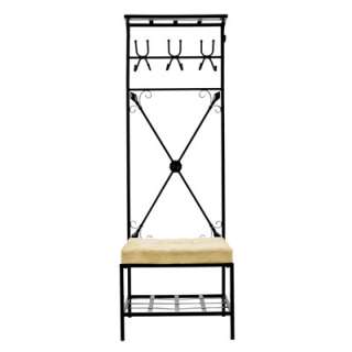 SEI Marquise Entry Bench & Storage Rack Black Natural  