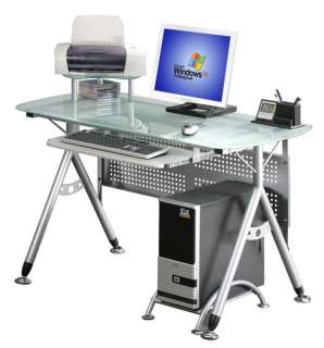 Ergonomic Clear Tempered Glass Computer Desk $480 820335978405  