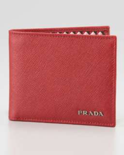 N1LEC Prada Saffiano Bifold Wallet, Red