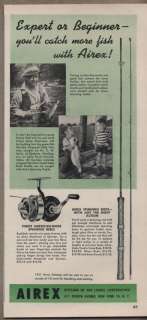Original 1951 Vintage Ad Airex Fishing Reels and Spinning Rods .