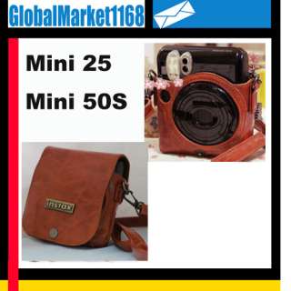 Fuji Instax Mini 50S 25 Camera Leather Case Bag Brown  