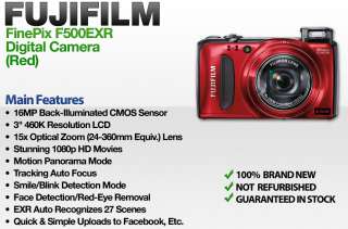 FUJIFILM F500EXR (Red) 16.0 MP 3.0 LCD 15X Zoom 24mm Wide Angle 