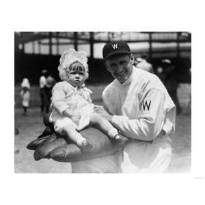 Walter Johnson Pitcher Holding Child Baseball Photograph   Washington 