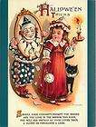 Halloween Girl and Clown Breaking a Mirror • Repro Postcard #30