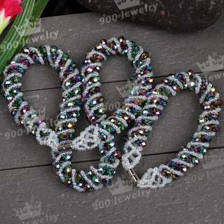 New Design Faceted Crystal Glass Bracelet Necklace Set  