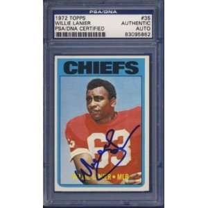  1972 Topps Willie Lanier Chiefs Signed Card PSA/DNA 