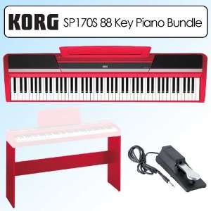 Korg SP170S Red Limited Edition 88 Key Portable Digital Piano Bundle 