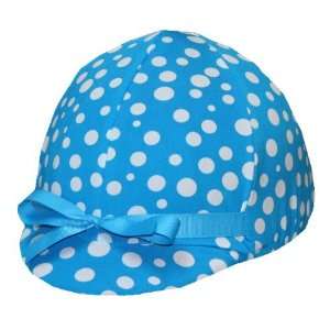  Equestrian Riding Helmet Cover   Turquoise & White Polka 