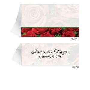  40 Personalized Place Cards   Red Rose Garden Frost 
