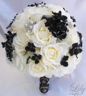 2pcs Wedding Bridal Bride Bouquet Groom Boutonniere w/Gem Jewelry 