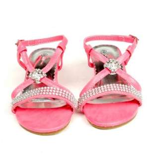 Kids Dress Dancing Sandals / Youth Pageant Crowning Cross Rhinestones 