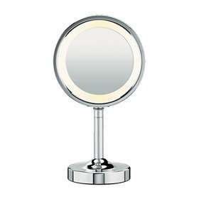   Sided Table Top Lighted Makeup Round Mirror 1x+5x Maginfication  