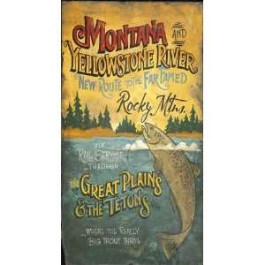   Montana Rustic Western Sign   Fly Fishing Sign: Patio, Lawn & Garden