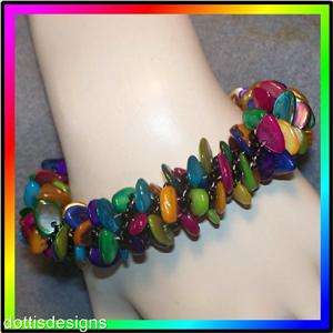 RUSSIAN SPIRAL MOTHER OF PEARL WOVEN BEADED BRACELET  