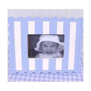    Wooden Table Top Picture Frame   Blue Stripe