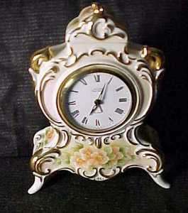 Vintage Hand Painted Porcelain Clock French Style Case Artist Signed C 