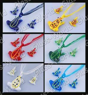 12sets Frog lampwork glass Pendant Necklaces Earrings  