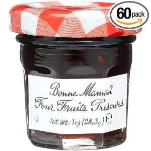 Bonne Maman Four Fruits Preserves, 1 Ounce Jars (Pack of 60)