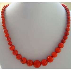  Red Howlite Turquoise Gem Beads Necklace 
