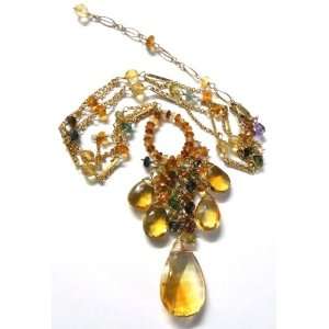   with multi color gemstones in 14k Gold Filled wire necklace. Jewelry