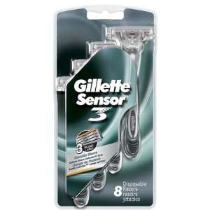 Gillette Sensor3 Smooth Shave Disposable Razors 8 ct (Quantity of 3)