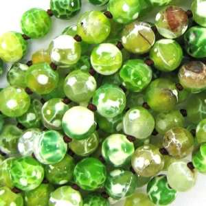  10mm faceted light green crab agate round beads 7.5 