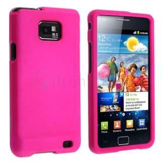 Pink Rubber Hard Case+Screen Protector For Samsung Galaxy S II 2 i9100 