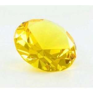  2 Yellow Diamond Shape Glass Paper Weight: Home & Kitchen